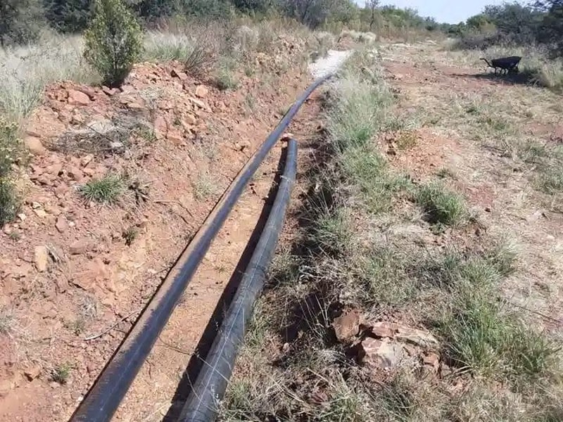 Ducting installation with underground pipes laid in a trench – Plus Civils infrastructure project in South Africa.