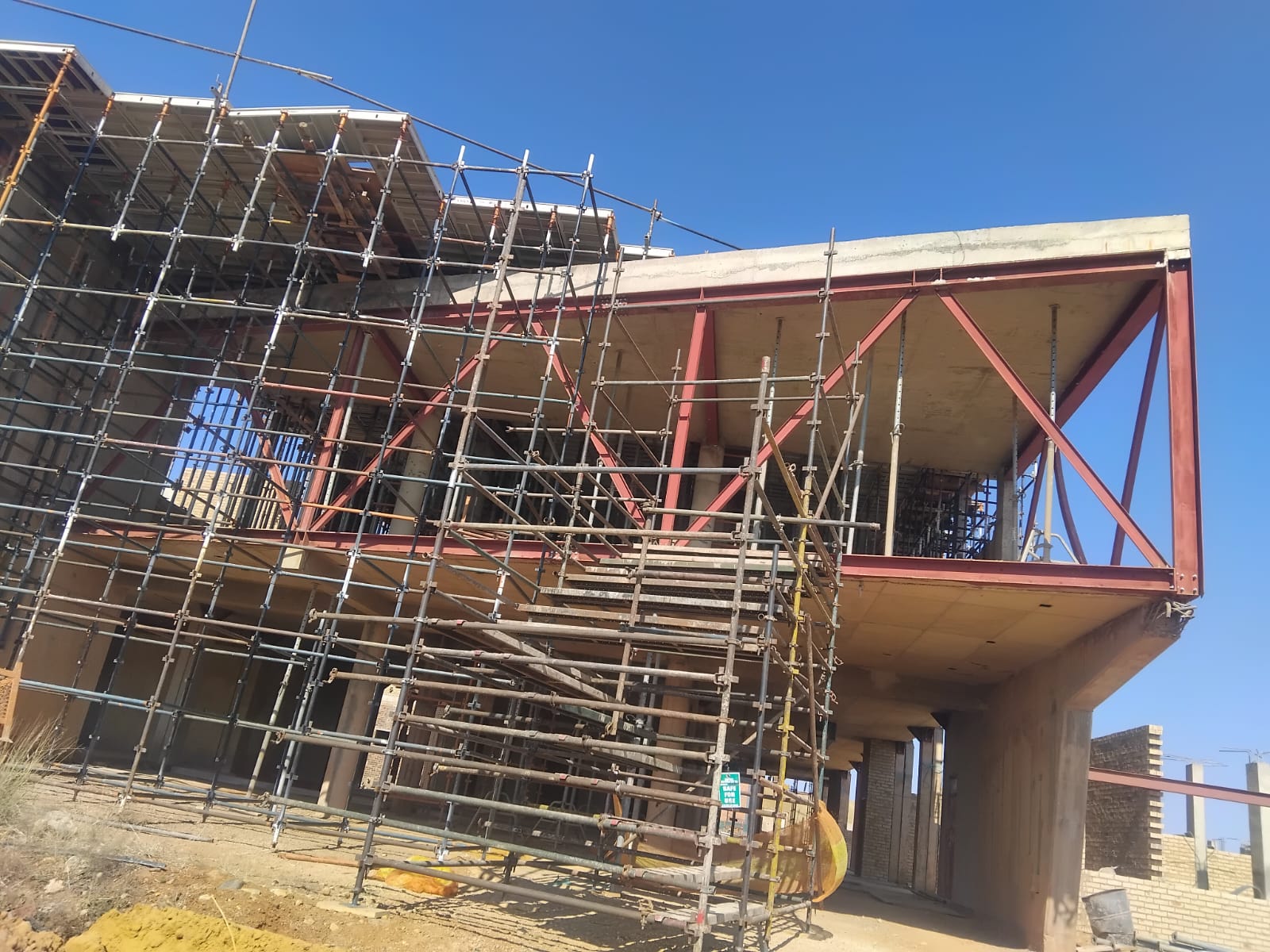 Steel and concrete structure under construction with scaffolding – Plus Civils engineering project in South Africa.